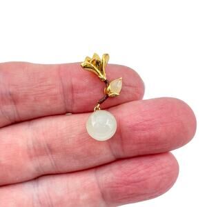 Vintage Sterling Silver 925 Green Peach Nephrite Jade Pendant